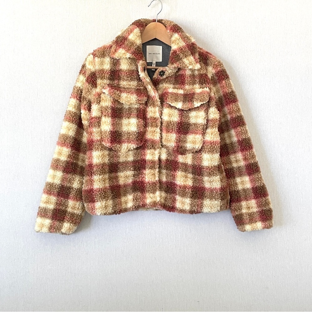 Anthropologie Avec Les Filles NWOT Plaid Faux Shearling Shacket Jacket